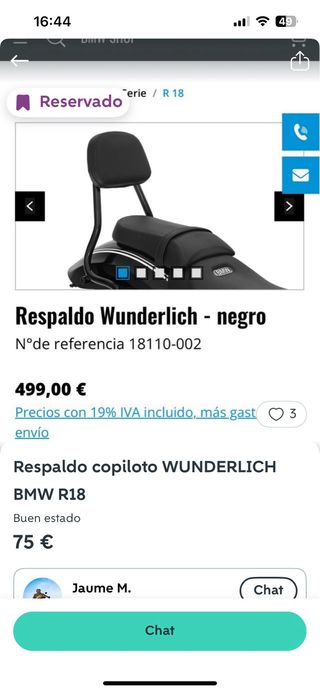 Respaldo y Parrilla BMW R 18 marca Wunderlich
