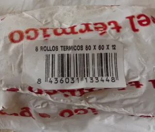 Rollos de Papel Térmico, 12 unidades.
