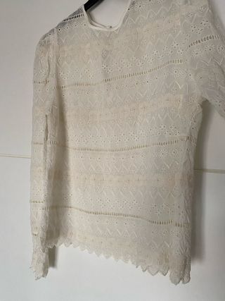 Camisa de encaje manga farol