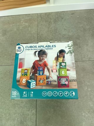 Set de 3 Puzzles Madera Bebé+ juego cubo apilables