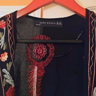 Kimono Zara bordado largo flecos edic. limitada