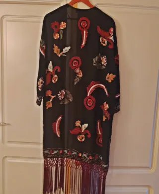 Kimono Zara bordado largo flecos edic. limitada