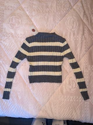 Jersey de rayas gris y beige