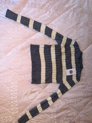 Jersey de rayas gris y beige