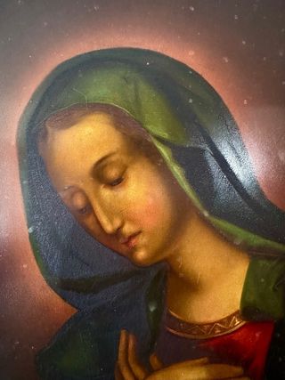 Antico olio su lamina di rame La Dolorosa