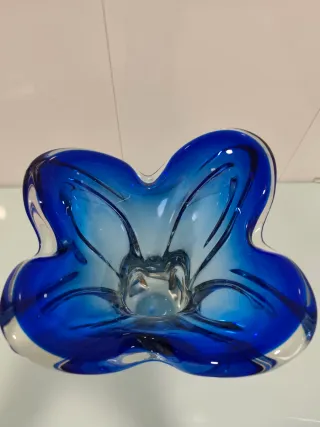 Gran jarrón Vintage Checo Azul Degradado