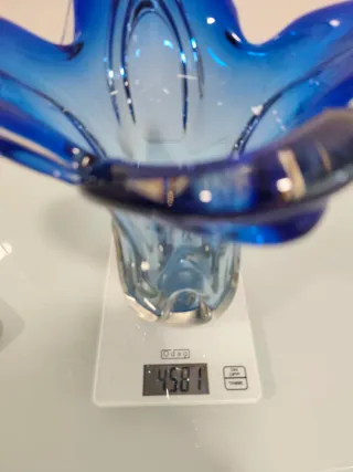 Gran jarrón Vintage Checo Azul Degradado