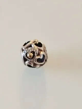 Charm Pandora Corazones Oro y Plata