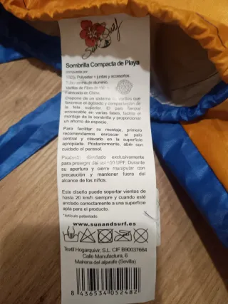 Sombrilla de playa desmontable