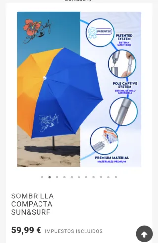 Sombrilla de playa desmontable