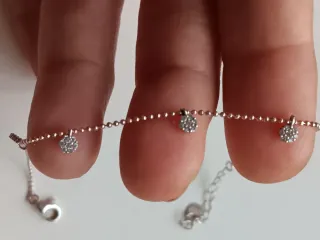 Pulsera Oro Rosa Brillantes Plata Ley 925