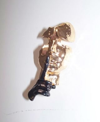 Spilla Testa Dorata Nera