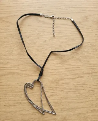 Collar corazón doble plateado