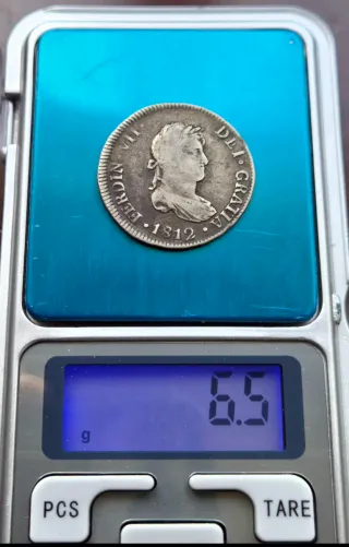 Moneda Plata 2 Reales Fernando VII 1812 Lima