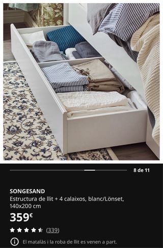 Estructura de cama Songesand blanca de Ikea