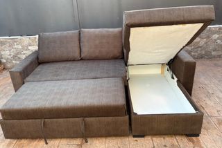 Sofa cama chaiselongue marrón