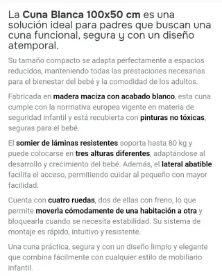 Cuna de madera blanca de Adrada