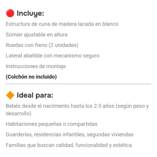 Cuna de madera blanca de Adrada