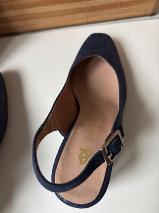 ZANY Zapatos Slingback Azul/Plata
