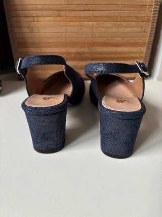 ZANY Zapatos Slingback Azul/Plata