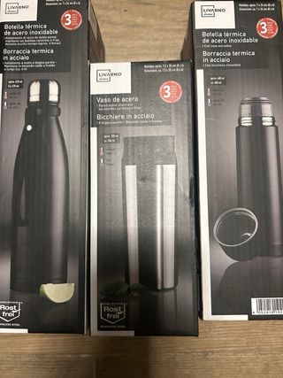 Set Botella Termo y Vaso Acero Inoxidable