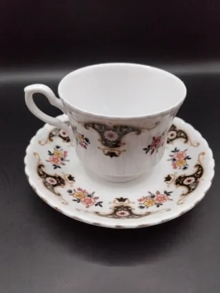 🇬🇧 Taza de café de porcelana inglesa con plato