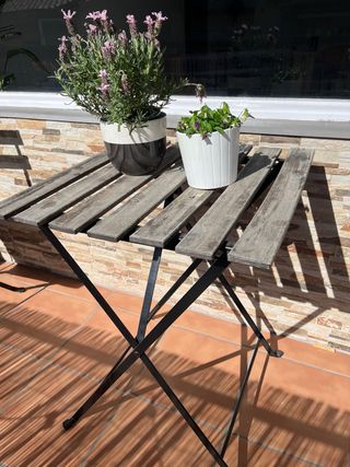 Mesa plegable jardín Ikea madera metal