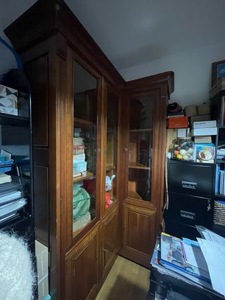 Mueble Cantonero Antiguo Madera y Cristal