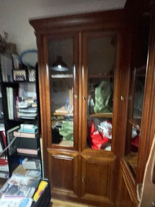 Mueble Cantonero Antiguo Madera y Cristal