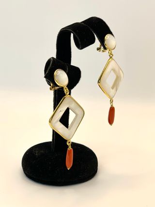 Orecchini Madreperla Corallo Rosso Argento