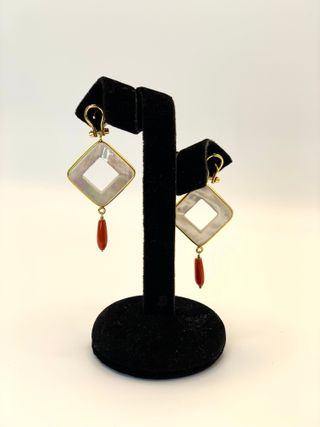 Orecchini Madreperla Corallo Rosso Argento