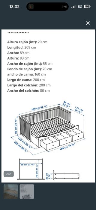 Cama infantil blanca con cajones