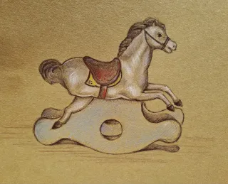 Originale disegno cavallo a dondolo vintage