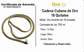 CADENA CUBANA ORO 18 QUILATES.