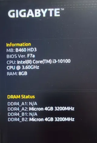 Pack Placa Base Gigabyte B460 HD3 + i3 10100 + 8GB