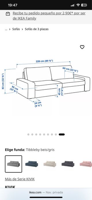 Sofá KIVIV 3 plazas + chaiselongue