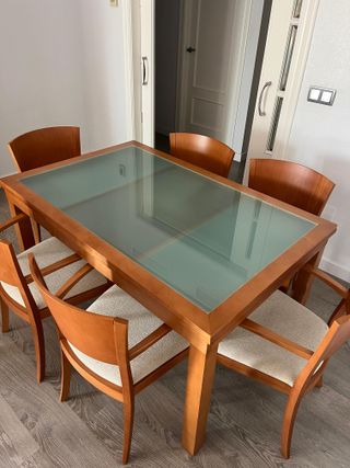 Mesa y 6 Sillas Comedor Madera Yecla