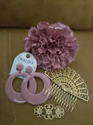 Conjunto Flamenca Walina: Flor, Pendientes y Peine