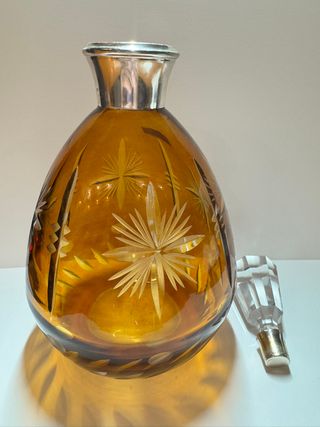 Licorera Cristal Bohemia Ámbar y Plata 925