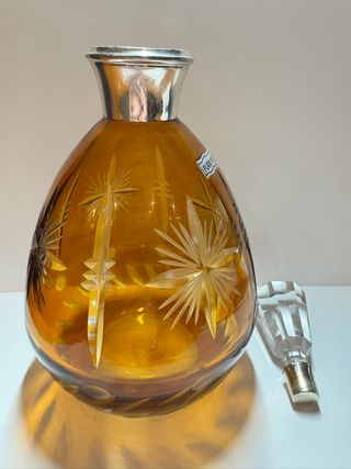 Licorera Cristal Bohemia Ámbar y Plata 925