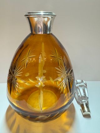 Licorera Cristal Bohemia Ámbar y Plata 925