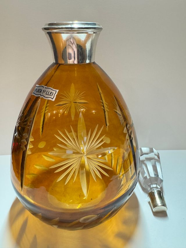 Licorera Cristal Bohemia Ámbar y Plata 925