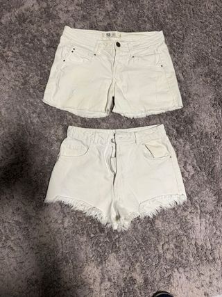 2 Pantalones Cortos Vaqueros Blancos Talla 36-38
