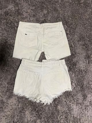 2 Pantalones Cortos Vaqueros Blancos Talla 36-38