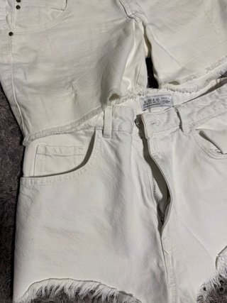 2 Pantalones Cortos Vaqueros Blancos Talla 36-38