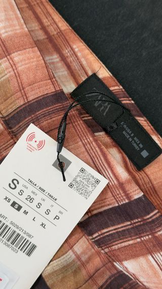 Falda midi Zara cuadros marrón multicolor