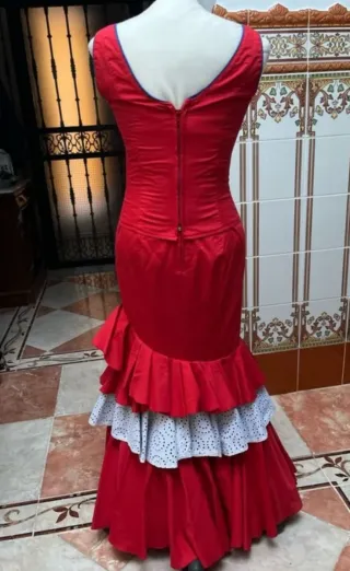 Traje de Flamenca Rojo y Blanco