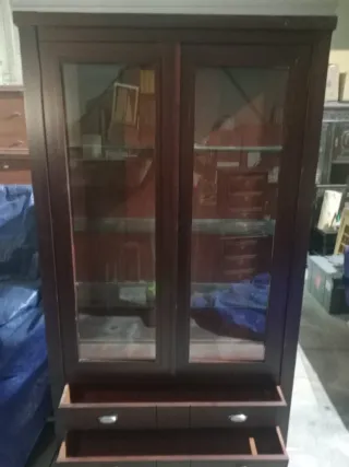 Vitrina de madera y cristal