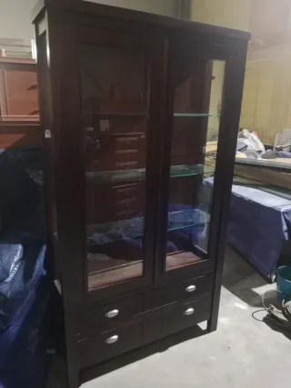 Vitrina de madera y cristal