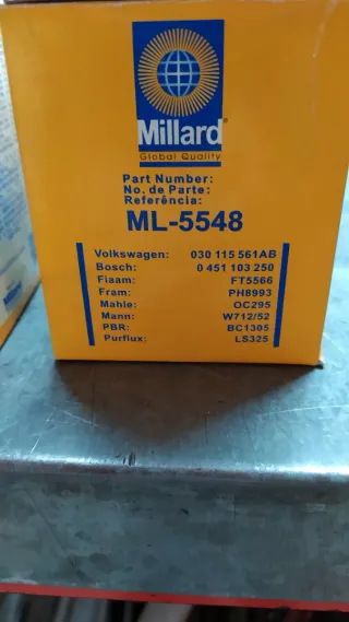 4 Filtros Aceite Millard ML-5548